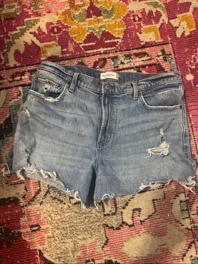 Abercrombie & Fitch Light Wash Distressed Denim Cutoff Shorts